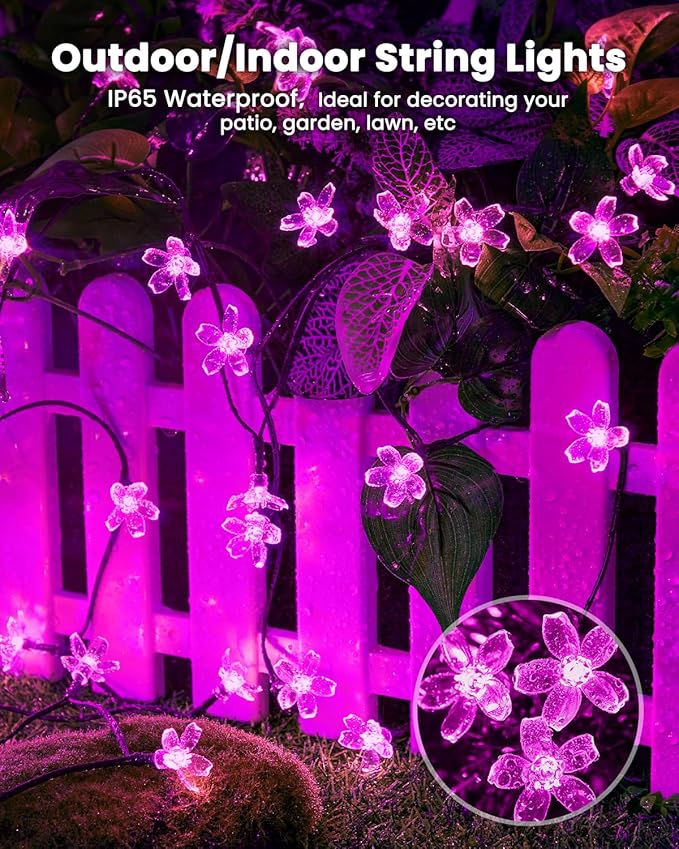 Brightown 2 Pack Total 52FT 120 LED Flower Solar String Lights Outdoor - Image 4