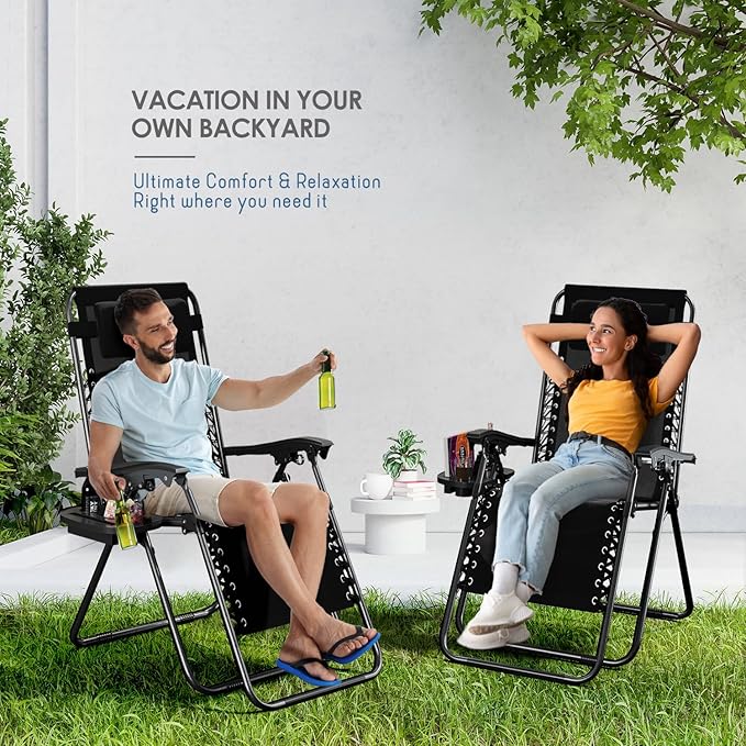 Nestl Zero Gravity Chairs Set of 4, Patio Lounge Chair Outdoor - Image 9