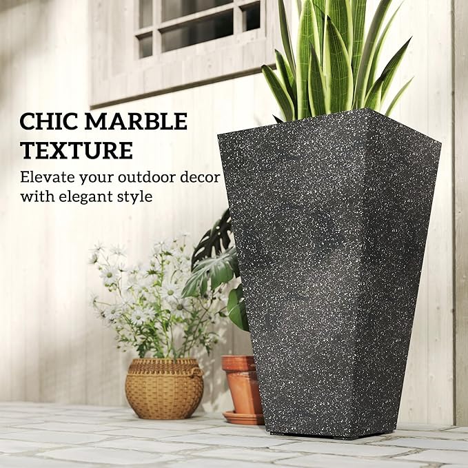 Outsunny 28 Inch Tall Planters for Outdoor Plants, Stackable Tapered Large - Image 5