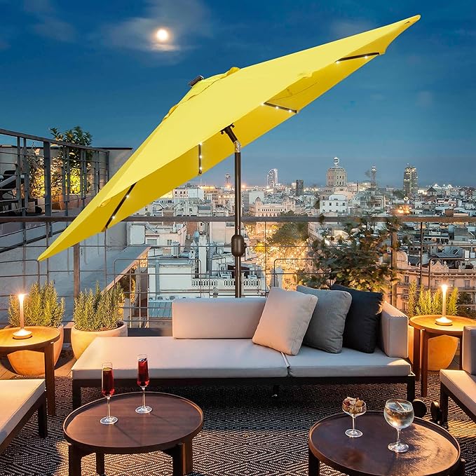 Blissun 9 ft Solar Umbrella, 32 LED Lighted Patio Umbrella, Table Market - Image 7