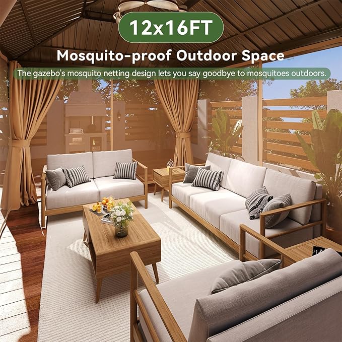 Aoxun 12x16FT Gazebo Outdoor Hardtop Pergolas - Image 2