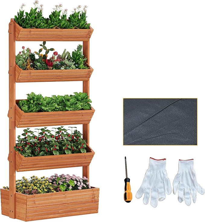 Vertical Wooden Raised Garden Bed Planters Wood Planter Kit Plant Stand Flower by RHINEINMIST