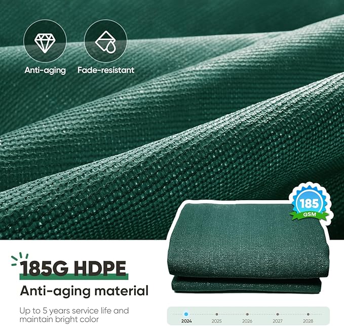 Quictent 185GSM HDPE Sun Shade Sail Canopy Green 98% UV-Blocked - Image 2