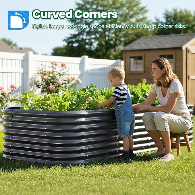 Quictent Galvanized Raised Garden Bed Kit, Strengthened by Crossbar, Dark Gray - Image 2
