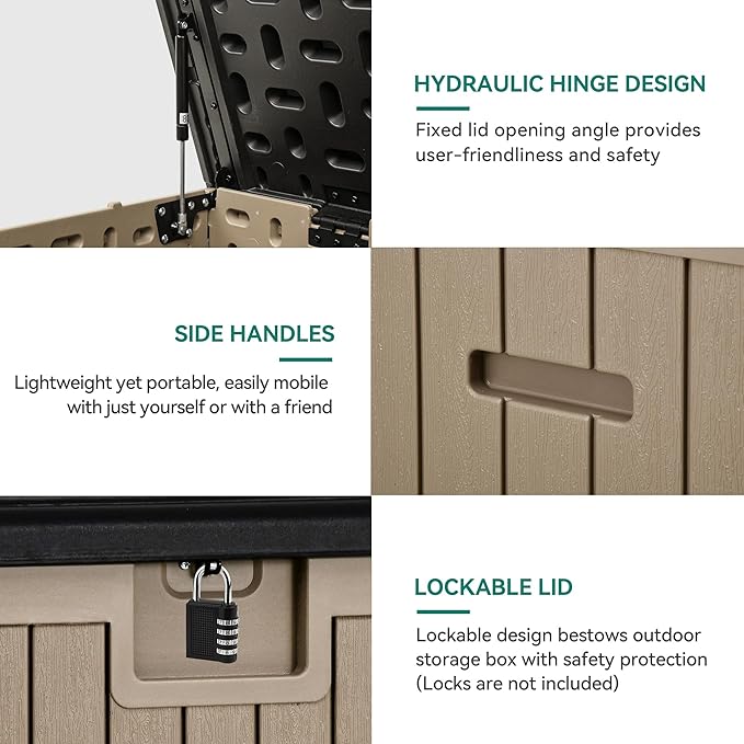 YITAHOME XXL 230 Gallon Large Deck Box, Outdoor Storage - Image 5