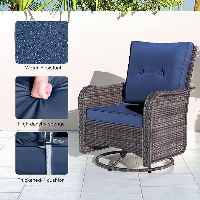 Kullavik 10 Pieces Outdoor Patio Furniture Set, PE Wicker Rattan Sectional Sofa - Image 5