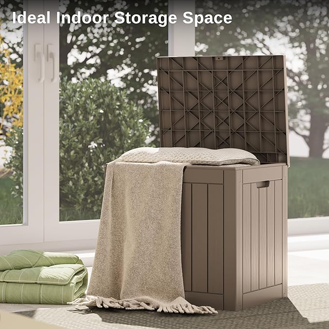 EAST OAK Outdoor Storage Box, 31 Gallon Deck Box, Waterproof Resin Storage Bin - Image 8