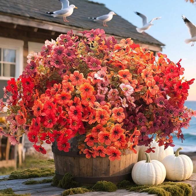 20 Bundles UV Resistant Artificial Fall Flowers by Grunyia