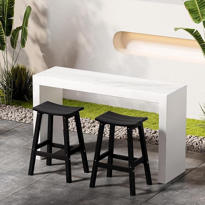 Stoog All-Weather Bar Stools Set of 2, Low Maintenance, - Image 7