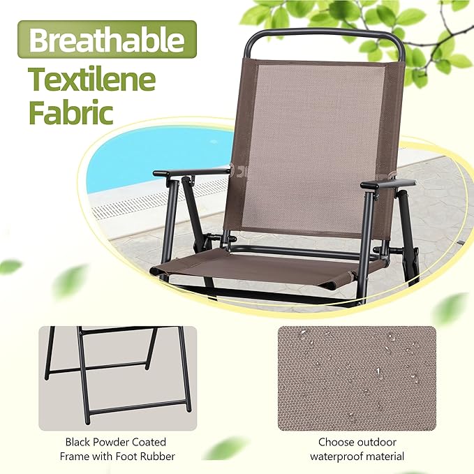 Vongrasig 6 Pieces Folding Patio Dining Set, All Weather Small Metal Outdoor - Image 3