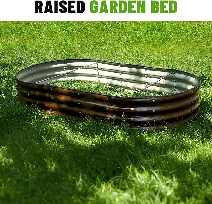 SnugNiture 6x3x1ft Raised Garden Bed Kit, Outdoor Oval Metal Garden Planter - Image 6