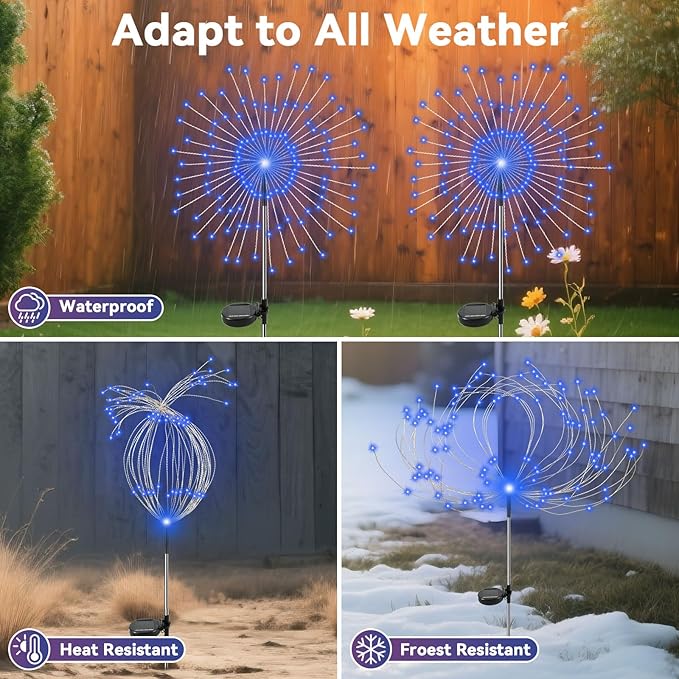 Garden Outdoor Lights, 2 Pack 120 LED Solar Garden Lights Fairy Lights Outdoor - Image 3