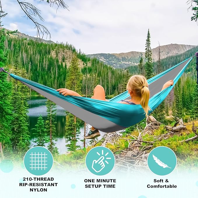 SZHLUX Camping Hammock Double & Single Portable Hammocks - Image 4