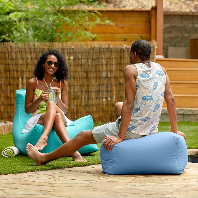 Jaxx Leon Outdoor Bean Bag Ottoman, Ocean Blue - Image 6