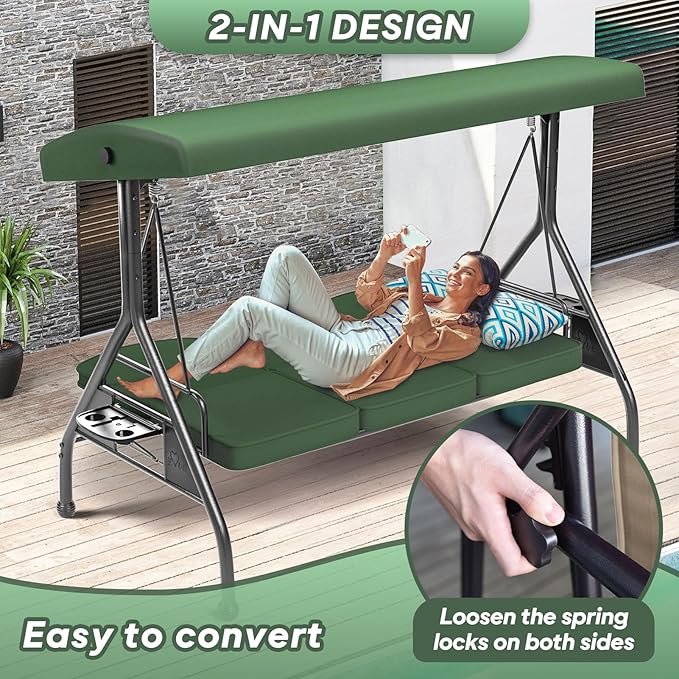 3 Seat Outdoor Porch Patio Swing - Image 5