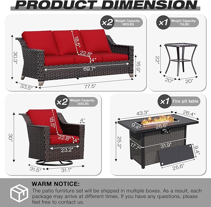 Joyside Wicker Patio Furniture Sets, 6 Pieces Upgraded Large Size Outdoor - Image 2