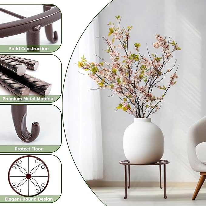 Plant Stand Indoor 5 Pack Brown Metal Plant Stands Outdoor Heavy Duty Flower - Image 3