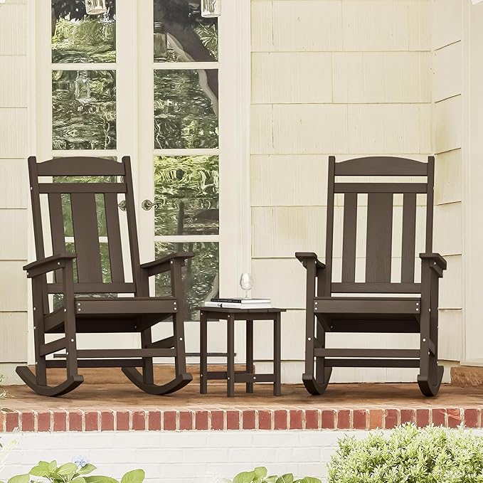 LUE BONA Outdoor Rocking Chairs Set, Poly Porch Rockers - Image 2