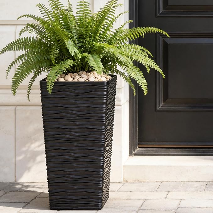 Worth Garden 2-Pack Black Tall Planter - Image 2
