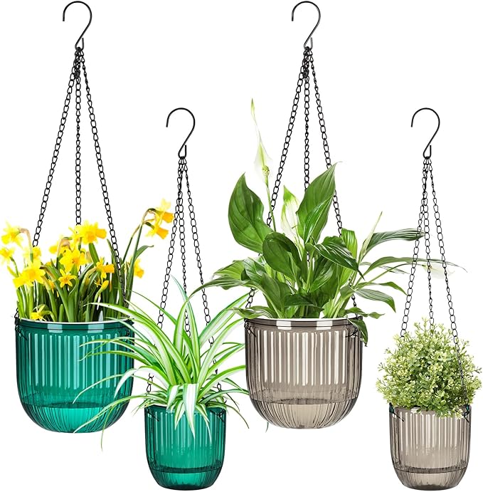 Maxcheck 4 Pcs Self Watering Hanging Planters Indoor Gift 6.5'' 4.5'' Hanging by Maxcheck