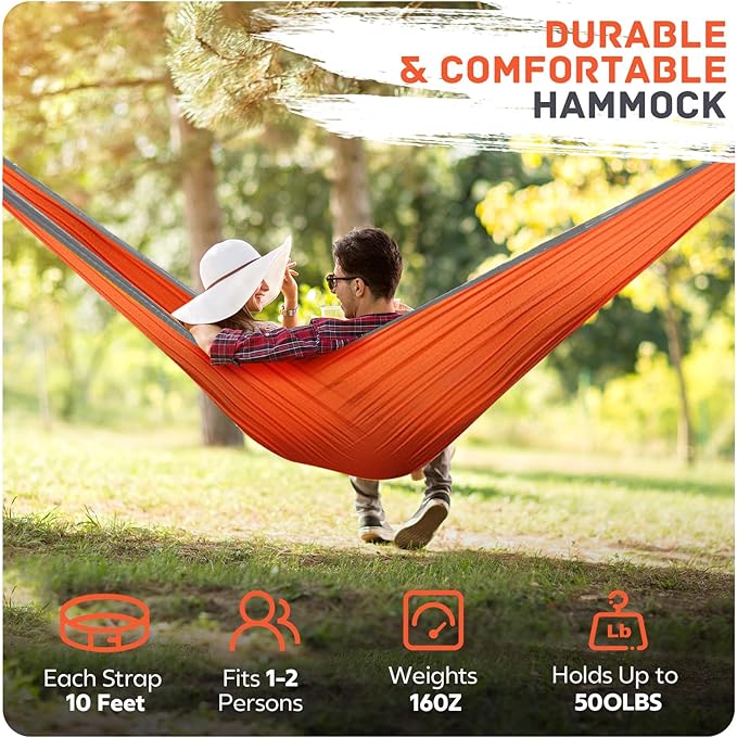 Camping Hammock Lightweight, Portable Hammocks Parachute Hammock - Image 6