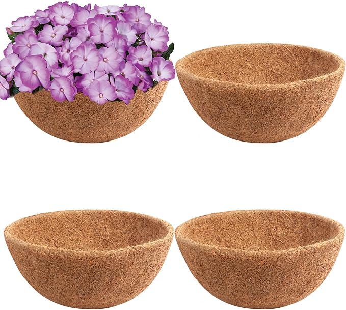 Y&M Pack of 4 12" Pre-Formed Round Coco Fiber Coco Liner Hanging Basket Liners by YM