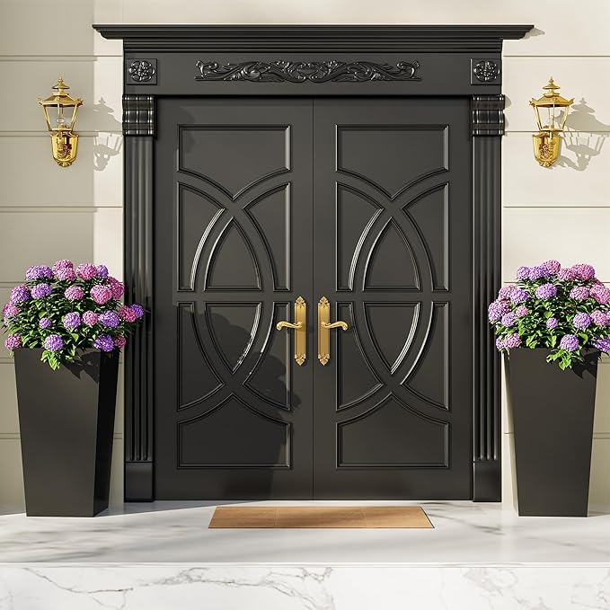 Garvee 22.5" Tall Planters Set of 2, Outdoor＆Indoor Black Planter Pots - Image 9