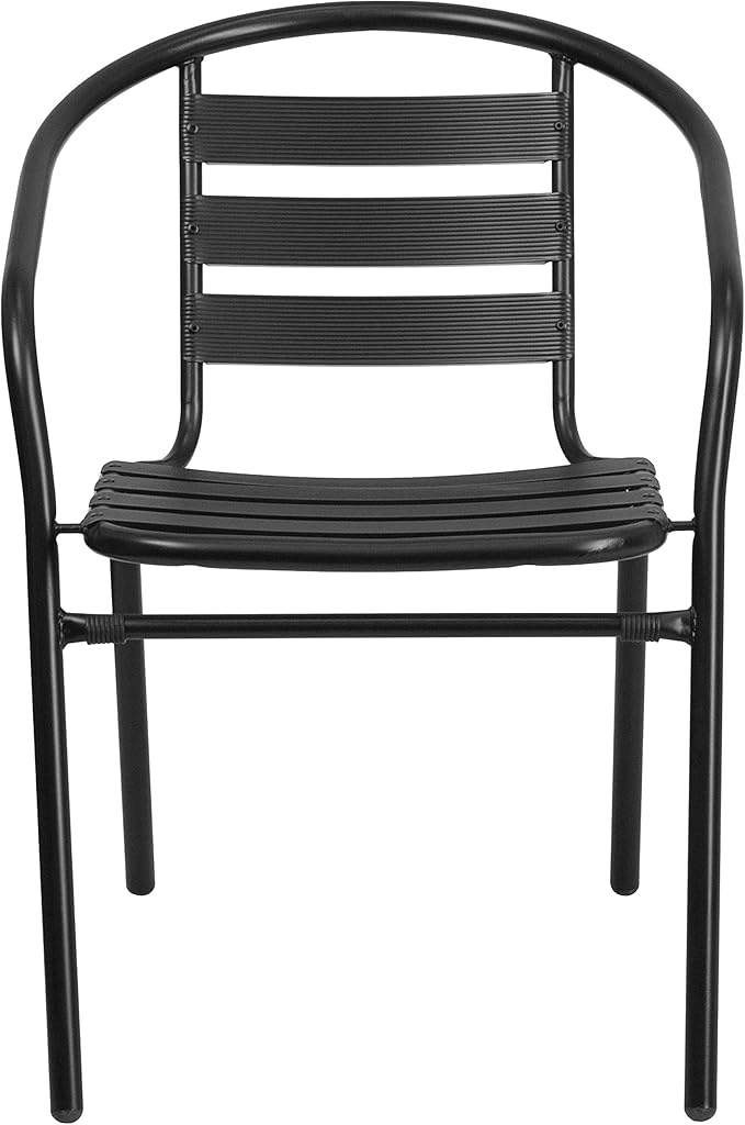 Flash Furniture Aluminum Slat Back Stacking Outdoor Restaurant Chairs, Modern - Image 4