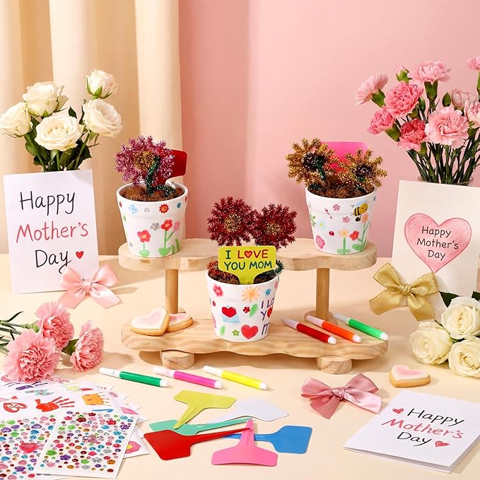 Funnymoom 48 Set Paintable Flower Pot Craft Kit DIY Spring Pots Craft - Image 7