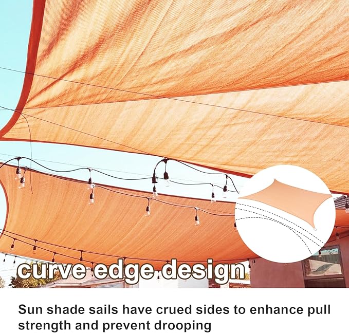 SUNLAX Sun Shade Sail 11' x 18' Peach Fuzz Rectangle Canopy Sail Shade Cover UV - Image 2