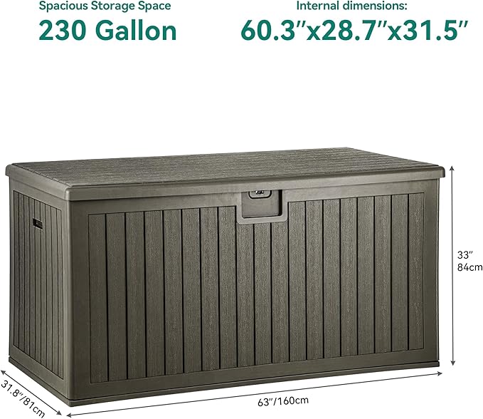 YITAHOME XXL 230 Gallon Large Deck Box, Outdoor Storage - Image 7