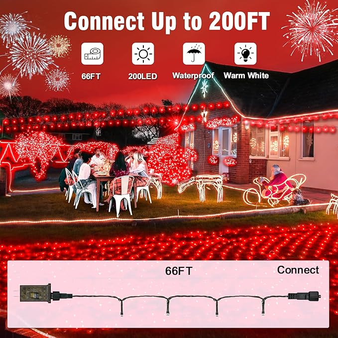 Nisocy 200 LED Red String Lights - Image 2
