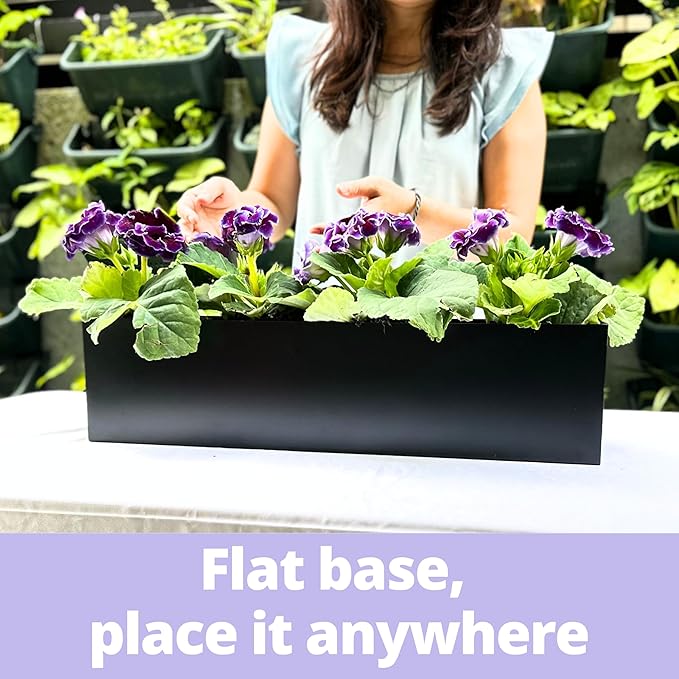 LaLaGreen Wall Planter Rectangular Metal Hanging Flower Pot - Image 6