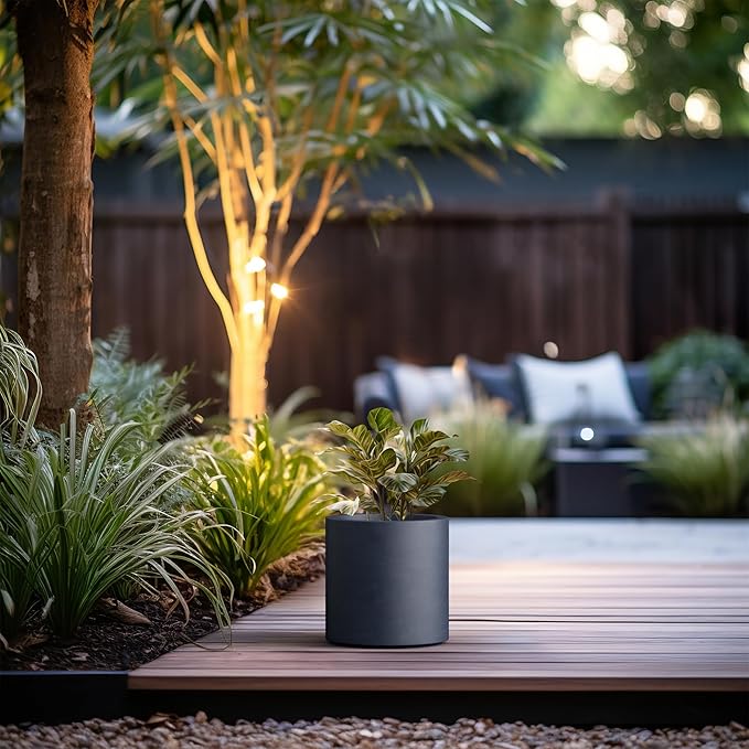 Kante 9.8" Dia Round Concrete Planter, Modern Style Large Cylindrical Plant Pot - Image 4