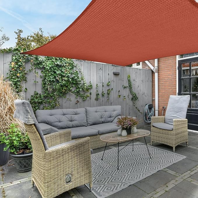 AsterOutdoor Sun Shade Sail Rectangle 12' x 12' UV Block Canopy - Image 8