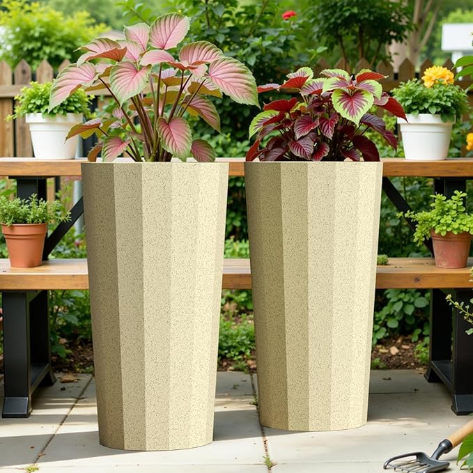 23.6" H Tall Planters for Outdoor Plants, 2 Pack Large Outdoor Planters for - Image 5