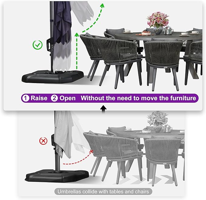 PURPLE LEAF 11.5' X 11.5' Telescopic Patio Umbrella Outdoor Cantilever Umbrella - Image 5