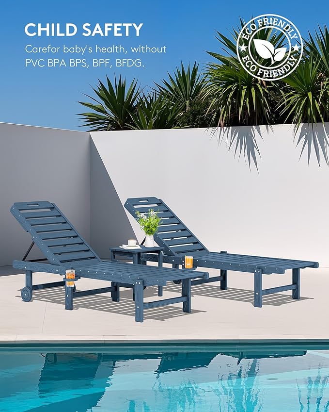 SERWALL Outdoor Chaise Lounge, Patio Chaise Lounge Chair - Image 9