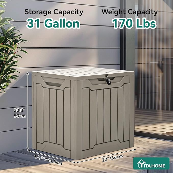 YITAHOME 31 Gallon Outdoor Storage Box, Resin Deck Box and Waterproof Package - Image 5