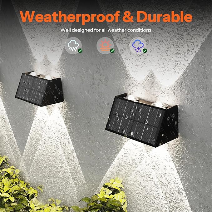 2-Pack Solar Fence Lights, Up & Down Lighting, 50LM/25LM Dual Brightness - Image 5