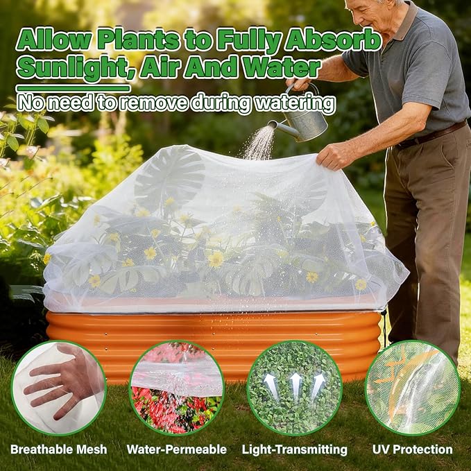 KEOHOL 3-Pack Garden Netting for Raised Beds, 59.1" × 27.6" × 17.7" Rectangular - Image 3