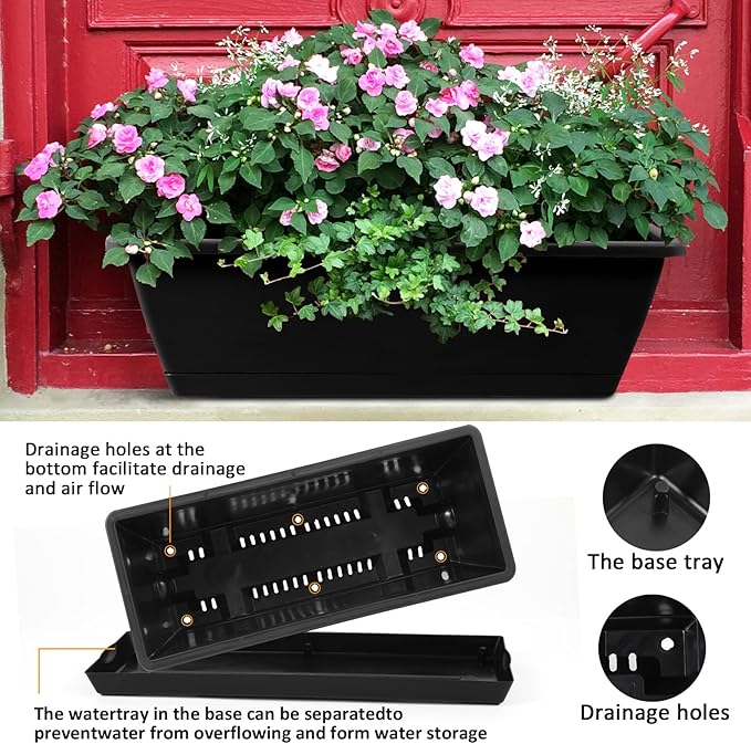 8pcs Window Box Planter, 17 Inches Flower Window Boxes, Rectangle Planters Box - Image 6