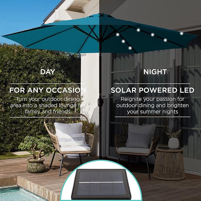 Best Choice Products 10ft Solar Polyester LED Lighted Patio Umbrella w/Tilt - Image 3