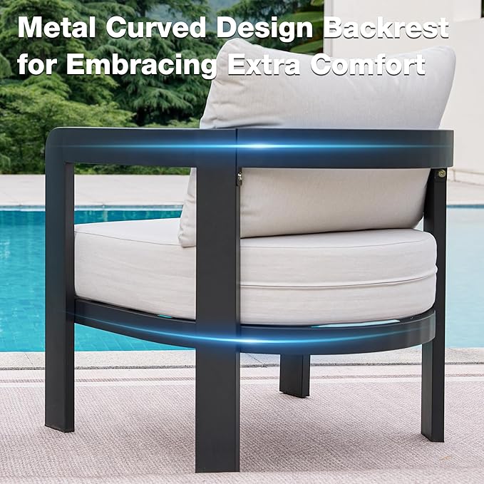 Outdoor Furniture Set, Metal Modern Outside Furniture - Image 5