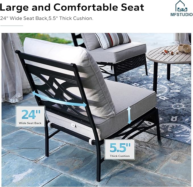 MFSTUDIO Patio Furniture Set, 2 Seat Outdoor Sectional Sofa Conversation Set - Image 4