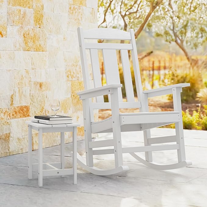 LUE BONA Outdoor Rocking Chairs Set, HDPS Poly Porch Rockers - Image 5