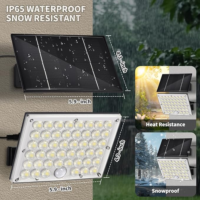 184 LED Solar Lights Outdoor, Waterproof Solar Motion Sensor Flood Lights - Image 5