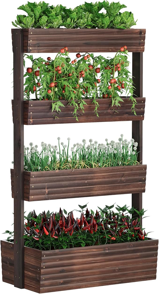 FILWH Wooden Raised Garden Bed Vertical Planter Box, Freestanding Plant Stand by FILWH