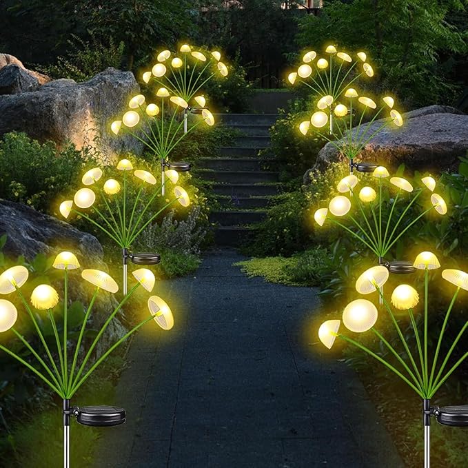 KAQ Solar Garden Lights Outdoor 6PK 48LED, Mushroom Solar Lights Outdoor - Image 7
