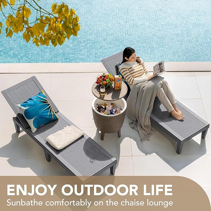 Devoko Outdoor Chaise Lounge Chair Set of 2 - Image 5